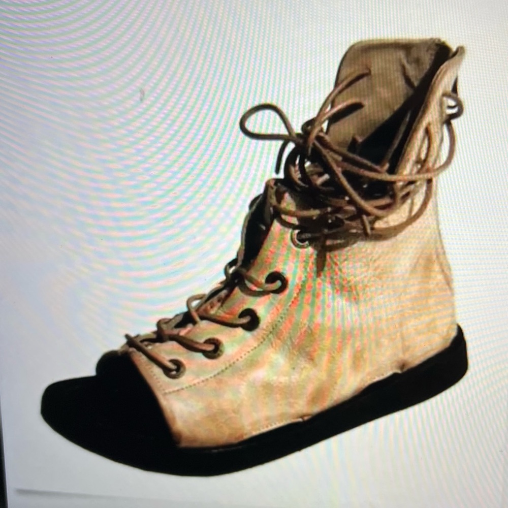 Women’s Shoes Flat Open Toe Vegan Leather Ankle Booties.